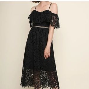 New UMGEE black spaghetti strap crochet lace dress